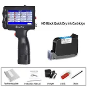 Portable Handheld Inkjet Printer Production Date Barcode Label Coding Machine Batch Number QR Perman Printer-HD Black Ink US PLUG