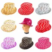 FEDORA Trilby Hat Cap Glitter Sequin Sequinned Dance Party Costume MJ Jazz Hats