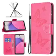 For Samsung Galaxy A33 5G Case, Butterflies Folio PU Leather Wallet Cover, Rose Red