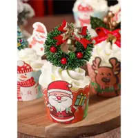 在飛比找ETMall東森購物網優惠-圣誕節主題蛋糕圣誕老人雪人麋鹿耐高溫烤箱空氣炸鍋馬芬杯子紙杯