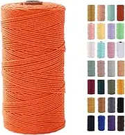 MAOQIAN Orange Macrame Cord 2mm x 220Yards,Colored Cotton Rope Colorful Cotton Cord Soft Craft Cord Twine for Wall Hanging Plant Hangers Crafts Decorative Projects