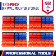 120Pc Garage Storage Tool Bin Wall Mounted Rack Parts Organiser Box Workshop New