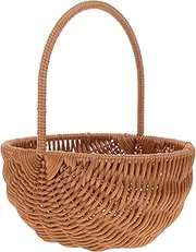 Sewroro Wicker Basket with Handle Weaving Easter Basket Flower Girl Basket Picnic Basket for Home Party Wedding Decor