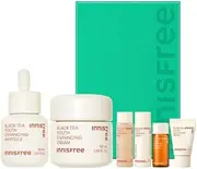 Black Tea Youth Enhancing Ampoule 30ml & Cream 50ml Special Set + Travel Size Set. Korean Skincare Gift Set for Innisfree.