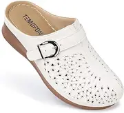 [TEMOFON] Womens Clogs Slip on Mules: Closed Toe Sandals Women - Summer Wedge Comfortable Shoes