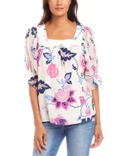 Karen Kane Petite Contrast Square Neck Top