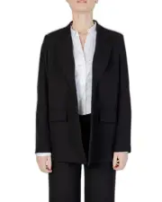 Sandro Ferrone Notch Lapel Long Sleeve Blazer Women Black