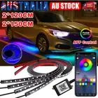 4x RGB LED Under Car Tube Strip Underglow body Neon Light Kit Remote App Control
