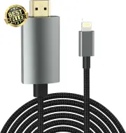 Lightning to HDMI Adapter 1080P for iPhone iPad iPod 6.6FT Connect to HDTV Monit