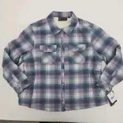 Free Country Women's Koshi Adirondack Flannel Shirt Jacket Stormy Plaid Sz XXL