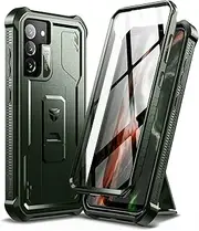 [Dexnor] Compatible with Samsung Galaxy S21 FE 5G Case 6.4 Inch with Built-in Screen Protector Military-Grade 360 Full Body Shockproof Bumper Protection Cover with Stand - Military Green