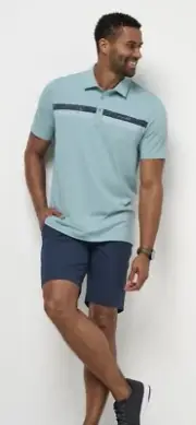 NWT Travis Mathew Blue Planned Activity The Heater Pro Golf Polo Mens Medium