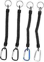 COHEALI 2sets Coil Lanyard Keychains Retractable Elastic Strap Buckles for Outdoor Use Lost Stretch Cords with Clasps Multipurpose Keyring for Fishing and Camping 4pcs*2
