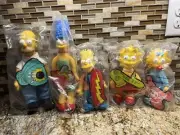 NEW SEALED Vintage 1990 ALL 5 Figures! The Simpsons Burger King Plush Doll Toys
