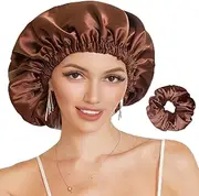 Netcken Nightcap, Sleep Cap, Comfortable Fabric Silk Bonnet for Sleeping Adjustable and Elastic