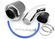 Turbo Universal Cold Intake Kit With Filter 76mm Car Automobile Rubber Hose High Power Induction Supercharger Intake Pipe Car Engine Air Filter(Silver)