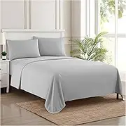 California King Sheet Sets - Breathable Luxury Sheets with Full Elastic & Secure Corner Straps Built in - 1800 Supreme Collection Cal King Deep Pocket Bedding Set, Sheet Set, California King, Silver