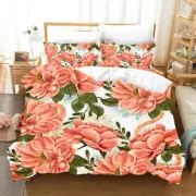 Red Parrot Petals 3D Print Duvet Quilt Doona Covers Pillow Case Bedding Sets