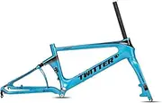 22er Folding Bike Frame Carbon Fiber BMX Frame for 451 Wheels, 100/135mm QR Disc Brake Foldable Frame with Fork (Color : Blue, Size : 451)