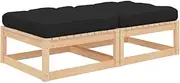 Garden Footstools with Cushions 2 pcs Solid Pinewood Outdoor Furniture Patio Set