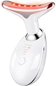 Firming Wrinkle Removal Device for Neck Face, Double Chin Reducer Vibration Facial Massager with Three Uses LED Heat Modes for Skin Care Tightens and Lifts (white)