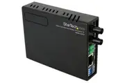 StarTech.com Transceiver/Media Converter - TAA Compliant - 2 Port(s) - 1 x Network (RJ-45) - 1 x ST - DuplexST Port - Optical Fi