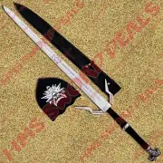 Carbon Steel Witcher Sword of Geralt w/ Plaque & Sheath | Geralt Sword
