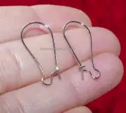 20Pcs Kidney Ear Wire Fish Hooks with Clasp Earring Lever Back Silver/Bronze