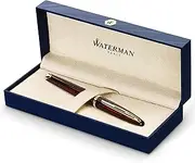 Waterman S0700880 Carene Marine Amber Fountain Pen, Gloss Brown and Black with 23k Gold Clip, Medium Nib with Blue Ink Cartridge, Gift Box