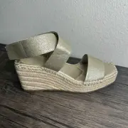 FRANCO SARTO L-Carezza Espadrille Platform Wedge Sandal Gold Size 7M 3672