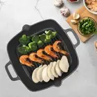 Cast Iron Grill Pan Griddle Pan Portable Cookware Non Stick Barbecue Grill for