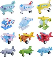WEKAMOS 12Pcs Wooden Mini Airplane Educational Plaything for Desktop Decoration for Decor Safe Birthday Present for Boys