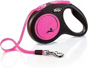 Flexi New Neon Tape Pink Medium 5m Retractable Dog Leash/Lead for Dogs up to 25kgs/55lbs