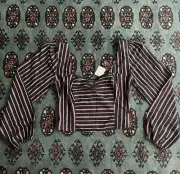 NEW Free People Stripe Corset Fit Billow Sleeve Shirt Blouse Size M RRP $79