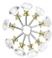 10Pcs 30mm Clear Crystal Glass Door Knobs Cupboard Cabinet Handle Drawer Pull Handle with Screw for Furniture Kitchen Home
