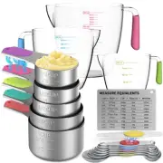 Magnetic Measuring Cups and Spoons Set, 5 Stainless Steel Measuring Cups for ...