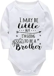 [WOOYONGING] I Maybe Little But Im Going To Be A Big Brother Coming Home Outfit for Baby Girl Newborn Long Sleeve Boys Rompers
