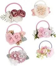 Abaodam 6Pcs Flower Ponytail Holders Chic Elastic Hair Ties for Delicate Floral Design Hair Accessories for Daily Wear Parties and Ceremonies