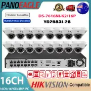 4K Hikvision 16ch 16POE CCTV System Kits 8MP Mini Dome CCTV IP Camera IR Mic Lot