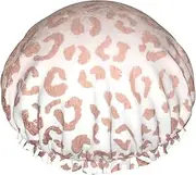 Rose Gold Glitter Print Shower Cap For Women Men Reusable Lightweight Soft Bath Hair Cap With Elastic Band