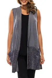 Leaf Border Swing Longline Vest--VIG-VCB086