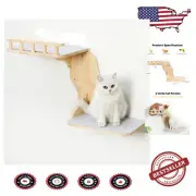 Space-Efficient Wooden Cat Wall Playground with Easy Assembly & Safety Features
