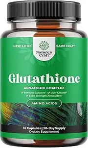 Pure Glutathione + Milk Thistle Extract Supplement - Potent Antioxidant for Immune System Support - Natural Skin Whitening Pills Give An Even Skin Complexion - 650 mg Serving by Natures Craft