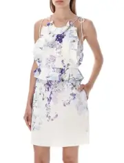 Zimmermann rhythmic Frilled Linen Dress Size 2 Brand New