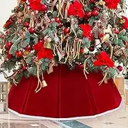 Christmas Tree Collar Red Velvet Folable Christmas Tree Ring Tree Skirt for Artificial Trees Base Stand Cover Christmas Tree Decoration