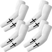 Shyyween 4 Pairs Faith Cross Arm Sleeve Religious Compression Arm Sleeves for Baseball Football Basketball Sports