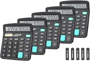 Calculators, BESTWYA 12-Digit Dual Power Handheld Desktop Calculator with Large LCD Display Big Sensitive Button (Black, Pack of 5)
