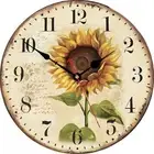 VIKMARI Art Decorative Arabic Numeral Wooden Wall Clock Battery Operated Quar...