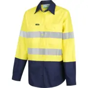 Womens Hi Vis Taped Lightweight RipStop Breathable Yellow & Navy Shirt - size 16
