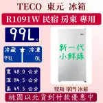 【夠便宜】99公升 R1091W TECO 東元 冰箱 新一代 小鮮綠 一級 單門 全新 99L 含基本安裝定位